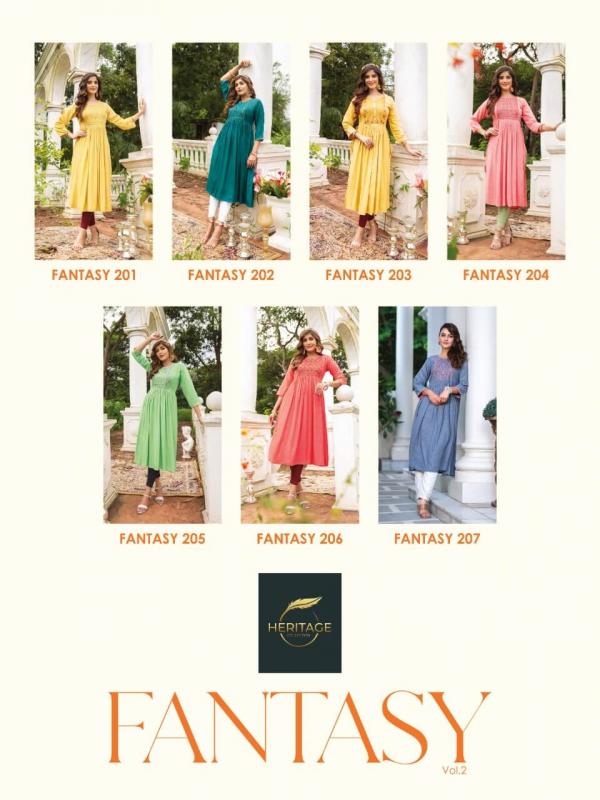 Heritage Fantasy 2 Rayon Designer Embroidery Kurti Collection